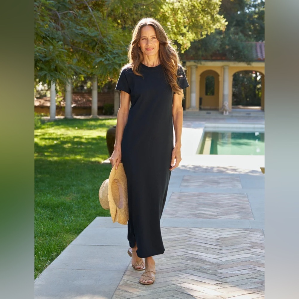 Frank &‎ Eileen HARPER Perfect Tee Maxi Dress Short Sleeve T-Shirt British Navy